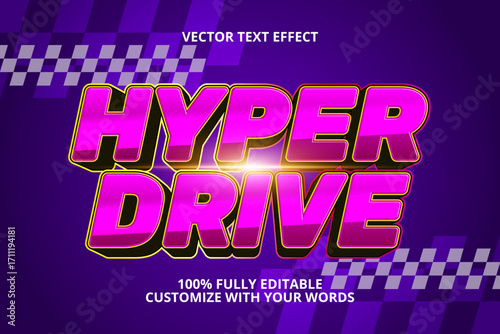 hyper drive editable text effect for race