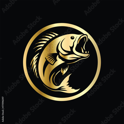 Golden Marlin Fish Logo Design – Luxury Sailfish Vector Emblem for Sport Fishing, Seafood Branding, Ocean Adventure Badge, Premium Fisherman Club Icon, Stylish Golden Logo Illustration.
