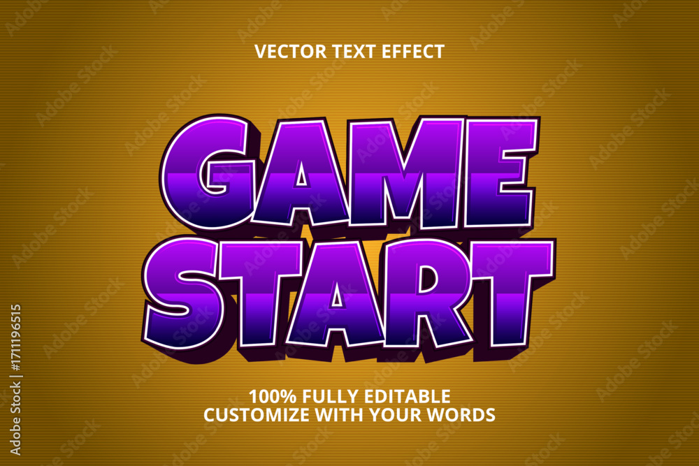 Obraz premium game start editable text effect for game