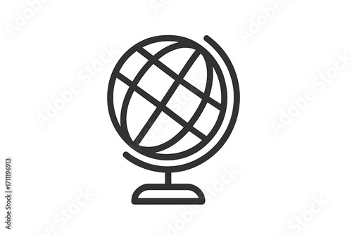 Globe icon. World map symbol. Earth planet sign. Global international concept. Geography and travel pictogram. Linear web button for business, education, and website design.