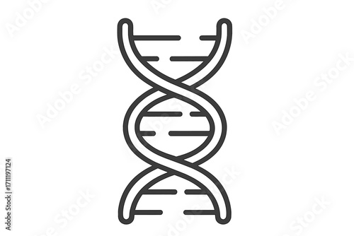 DNA icon. Genetics and biology symbol. Double helix strand vector illustration. Science, medicine, and evolution concept. Genetic research, chromosome and heredity line art.