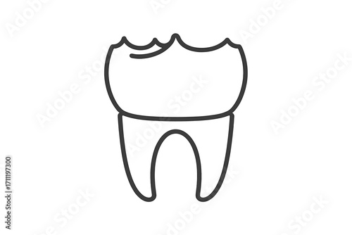 Dental crown line icon. Tooth restoration concept. Dentistry, stomatology symbol. Dental care, oral hygiene sign. Tooth decay, caries treatment vector illustration. Molar implant logo.