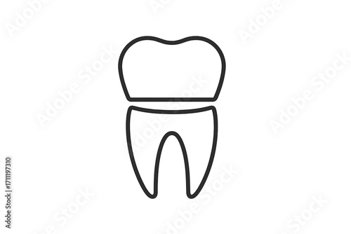 Dental crown line icon. Tooth restoration, implant, and care concept. Dentistry, stomatology symbol for clinic. Vector illustration for web, graphic design, and apps.