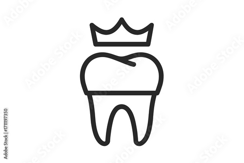 Dental crown line icon. Tooth restoration logo. Dentistry, stomatology concept for clinic. Oral care, hygiene. Tooth implant, veneer, prosthesis. Medical vector symbol.