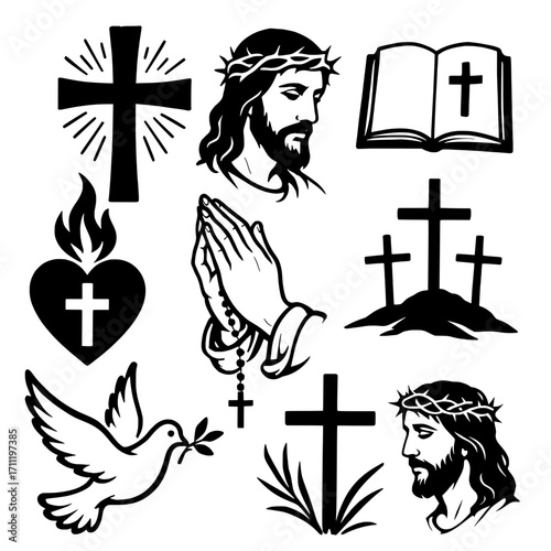 Vector, collection of christian clip arts