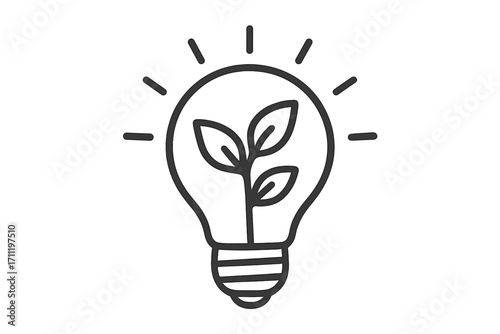 Lightbulb with plant icon. Green energy, ecology, and sustainability concept. Metaphor for eco-friendly ideas, renewable power, growth, and environmental innovation vector.