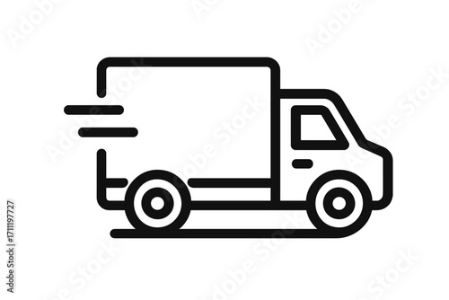 Delivery truck icon. Fast shipping symbol. Express delivery service concept. Logistics and transportation vector illustration. Van for cargo and freight. Line art for web, app.