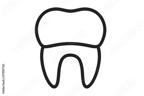 Dental care tooth line icon for stomatology. Simple dentistry and medicine logotype. Oral health hygiene concept. Clean teeth outline vector graphic symbol for dentist clinic.