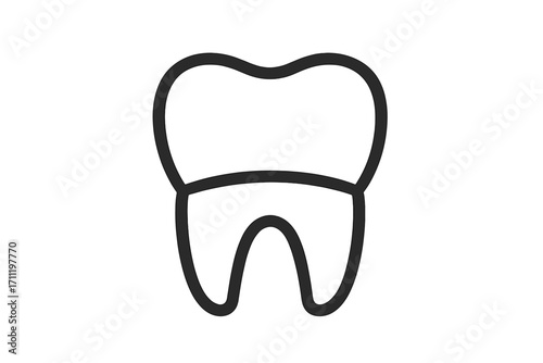 Tooth icon for dental care. Vector line art of molar for dentist clinic. Oral hygiene and health concept for stomatology. Simple dentistry symbol, logo, or sign for medicine.
