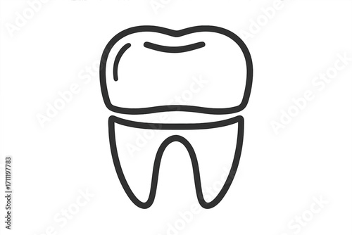 Dental crown outline icon. Tooth restoration, implant, molar symbol. Stomatology, dentistry, oral care concept. Vector line illustration for dentist clinic logo, web design, app.