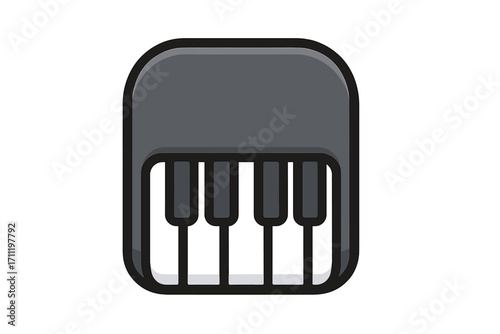 Piano keyboard icon vector. Musical instrument graphic symbol for app. Concept for music education, digital audio, sound production, song composer. Modern flat design for web.