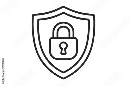 Security icon with shield and padlock. Concept of data protection, privacy, and safety. Cyber security symbol. Secure connection and antivirus guard pictogram. Web defense.