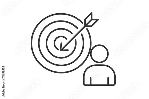 Target audience line icon for marketing and business strategy. Customer focus, employee goal, and personal development concept. Human resources and achievement vector symbol for web.