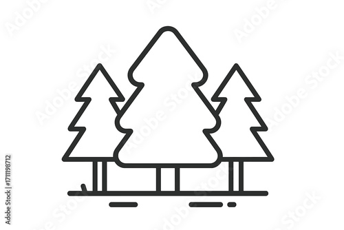Vector line icon of stylized pine trees in forest for graphic design, website, cards, books, articles, illustration with transparent background, nature, environment, forest trees set