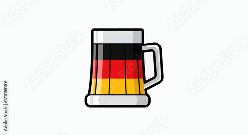 German Flag Beer Mug Icon Vector Illustration.