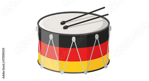 German Flag Drum with Drumsticks.