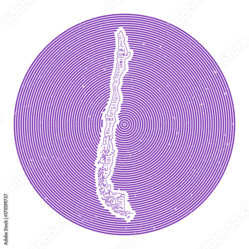 Chile Vector Image. Country round logo design. Chile poster in circular arcs and wordcloud style. Beautiful vector illustration.