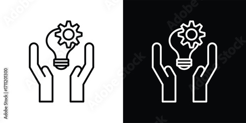 project development icon set in outline black and white style vector illustration