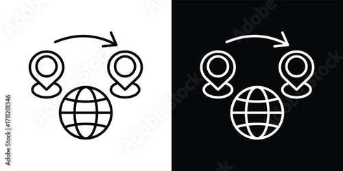 foreign direct investment icon set in outline black and white style vector illustration
