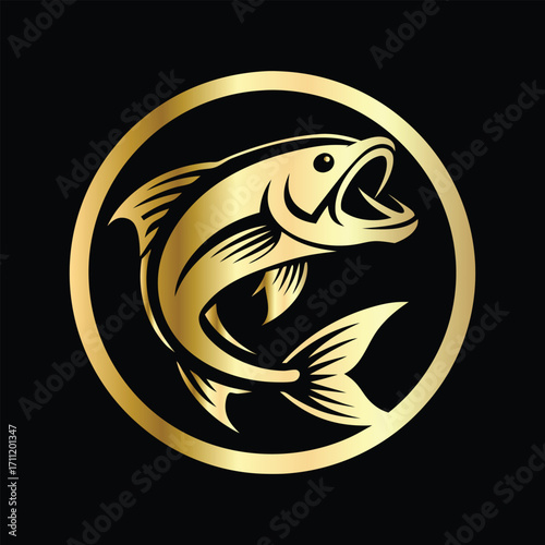 Golden Marlin Fish Logo Design – Luxury Sailfish Vector Emblem for Sport Fishing, Seafood Branding, Ocean Adventure Badge, Premium Fisherman Club Icon, Stylish Golden Logo Illustration.
