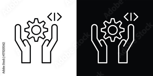 program icon set in outline black and white style vector illustration