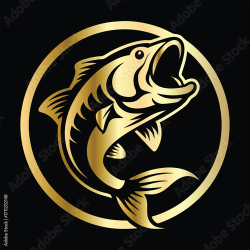 Golden Marlin Fish Logo Design – Luxury Sailfish Vector Emblem for Sport Fishing, Seafood Branding, Ocean Adventure Badge, Premium Fisherman Club Icon, Stylish Golden Logo Illustration.
