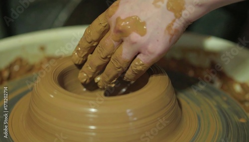 Wallpaper Mural Skilled hands shaping clay on a pottery wheel Torontodigital.ca