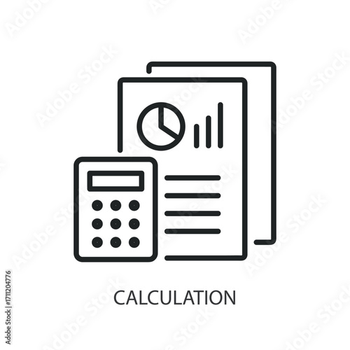 Calculation thin line vector icons.