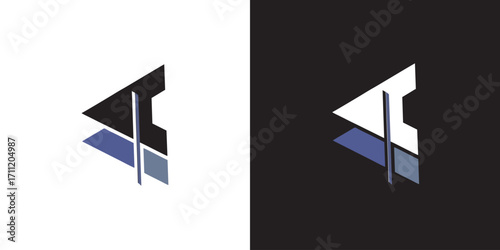 Modern abstract geometric logo design symbolizing innovation, progress, and forward-thinking corporate identity with clean lines and professional appeal for branding.