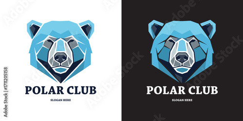 Bold geometric polar bear logo design symbolizing strength and Arctic wilderness, perfect for brands seeking a modern, impactful identity.
