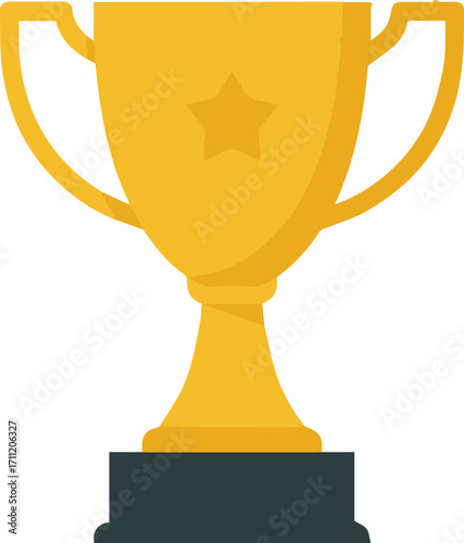 vector illustration of victory trophy cup with star emblem on black stand for prize award and achievement design