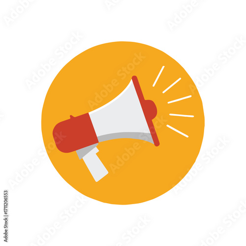 loudspeaker icon design with sound waves on orange circle background advertising and communication vector