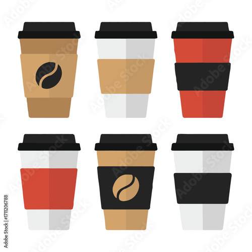 vintage style coffee cup vector artwork set customizable eps ai file for print coffee shop promotional materials