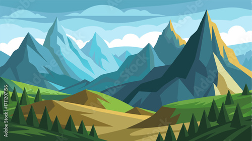 Gazing out from the mountain plateau the jagged peaks and rolling hills create a stunning tapestry of nature.