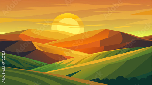 As the sun rose high in the sky the rolling hills cast long shadows creating a stunning interplay of light and shadow.