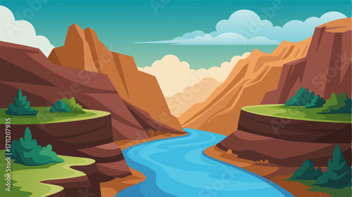 A tranquil stream winding through a rocky canyon offering a tranquil setting for a mountain picnic.