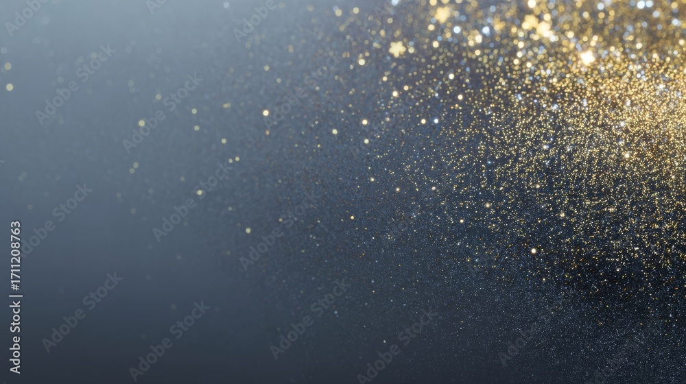 Obraz premium Elegant gold and dark gray glitter backdrop with sparkling particles, minimalist luxury texture,