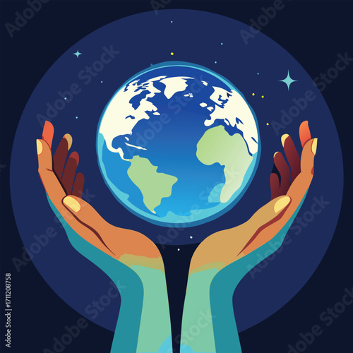 Hands Holding The Earth In Space planet care