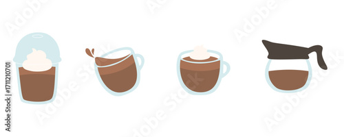 Flat Vector Coffee Icons for Coffee Shop Menu Design