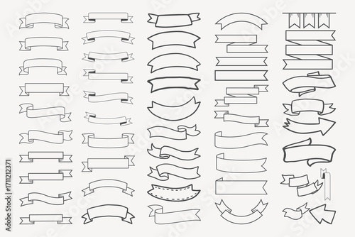Ribbon banners, labels, and decorative vector elements. Vintage Ribbon Banner Vector Set – Decorative Label, Badge, Frame, Retro Scroll, Clipart Collection