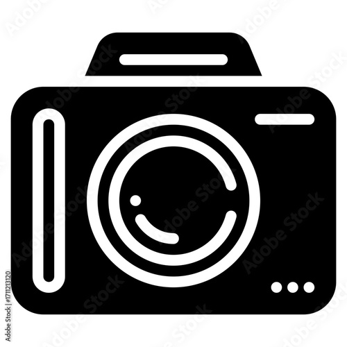 Camera Icon in Glyph Style Suitable for Web, Apps, Presentation, or Printable Meanings