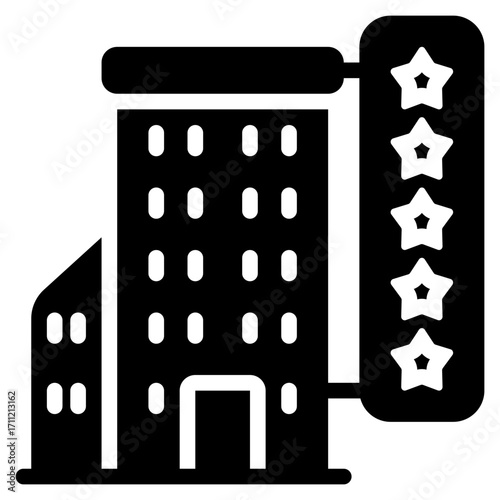 Hotel Icon in Glyph Style Suitable for Web, Apps, Presentation, or Printable Meanings