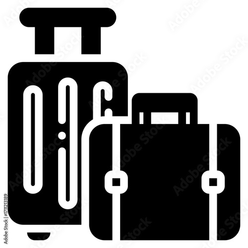 Luggage Bag Icon in Glyph Style Suitable for Web, Apps, Presentation, or Printable Meanings