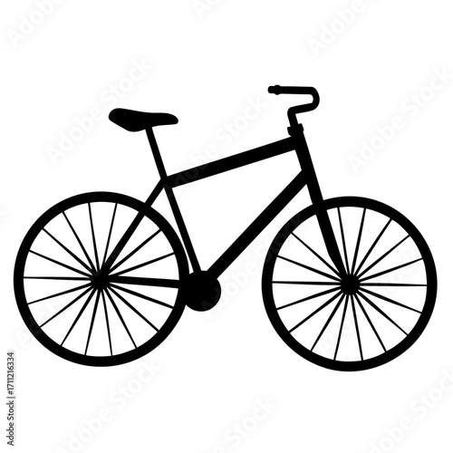 Simple black silhouette illustration of a classic bicycle with two wheels