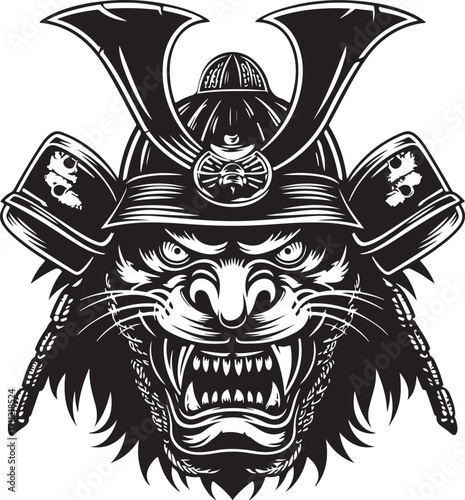 Fierce tiger warrior samurai helmet powerful beast tattoo