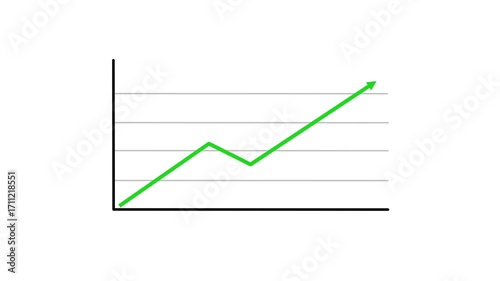 Animated growth chart with green upward line and white background