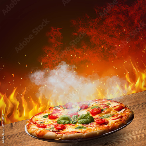 hot pizza on the table