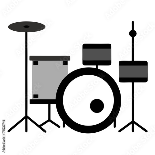 Bass Drums Pedal Double Bass Drum Kit Music Instrument Vector Illustration
