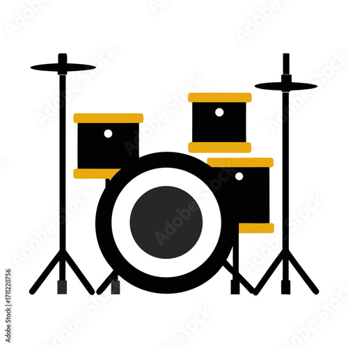 Bass Drums Pedal Double Bass Drum Kit Music Instrument Vector Illustration