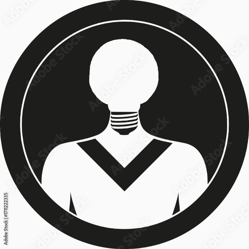 Vector art of abstract silhouette of a persons head and shoulders within a circular frame on a, symbolizing profile, user, or avatar